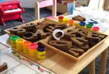 Kids Table With Wooden Letters Early Childhood Education