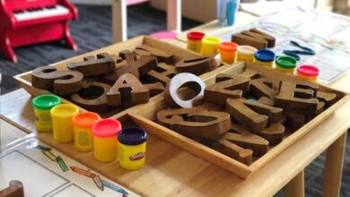 Kids Table With Wooden Letters Early Childhood Education